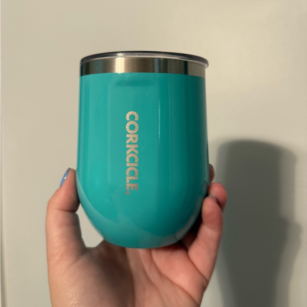 Corkcicle Turquoise 12 oz stemless Wine Tumbler